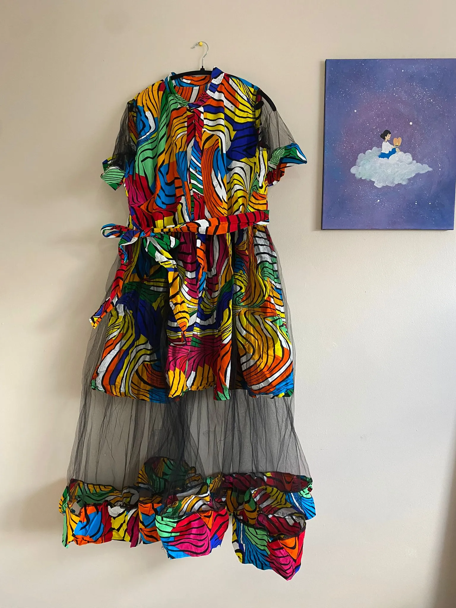 Shirt Gown - Colored Stripes Ankara Material